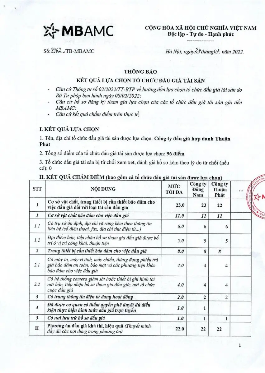 Ảnh chụp văn bản thông báo, trang 1