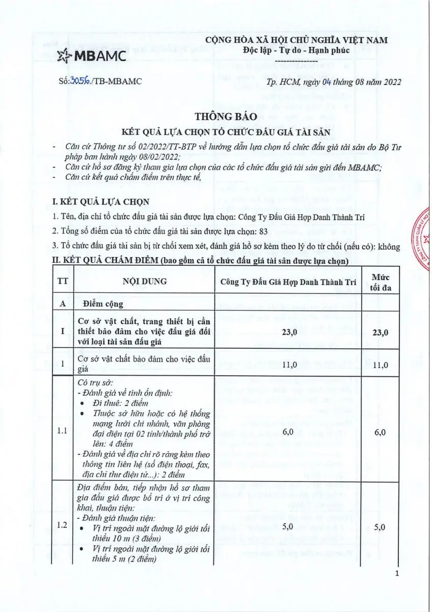 Ảnh chụp văn bản thông báo, trang 1