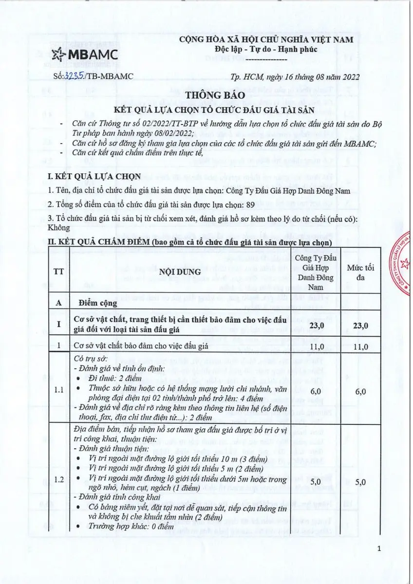 Ảnh chụp văn bản thông báo, trang 1