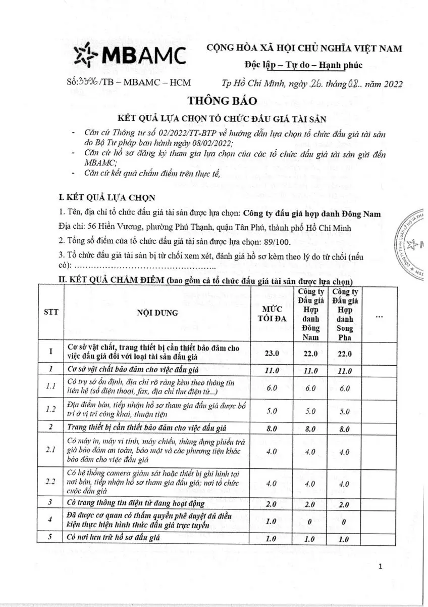 Ảnh chụp văn bản thông báo, trang 1
