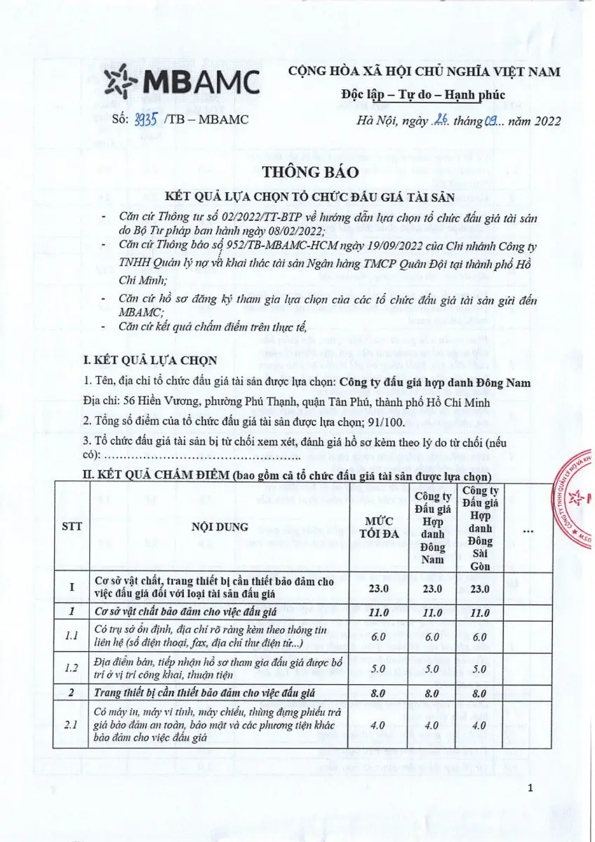 Ảnh chụp văn bản thông báo, trang 1