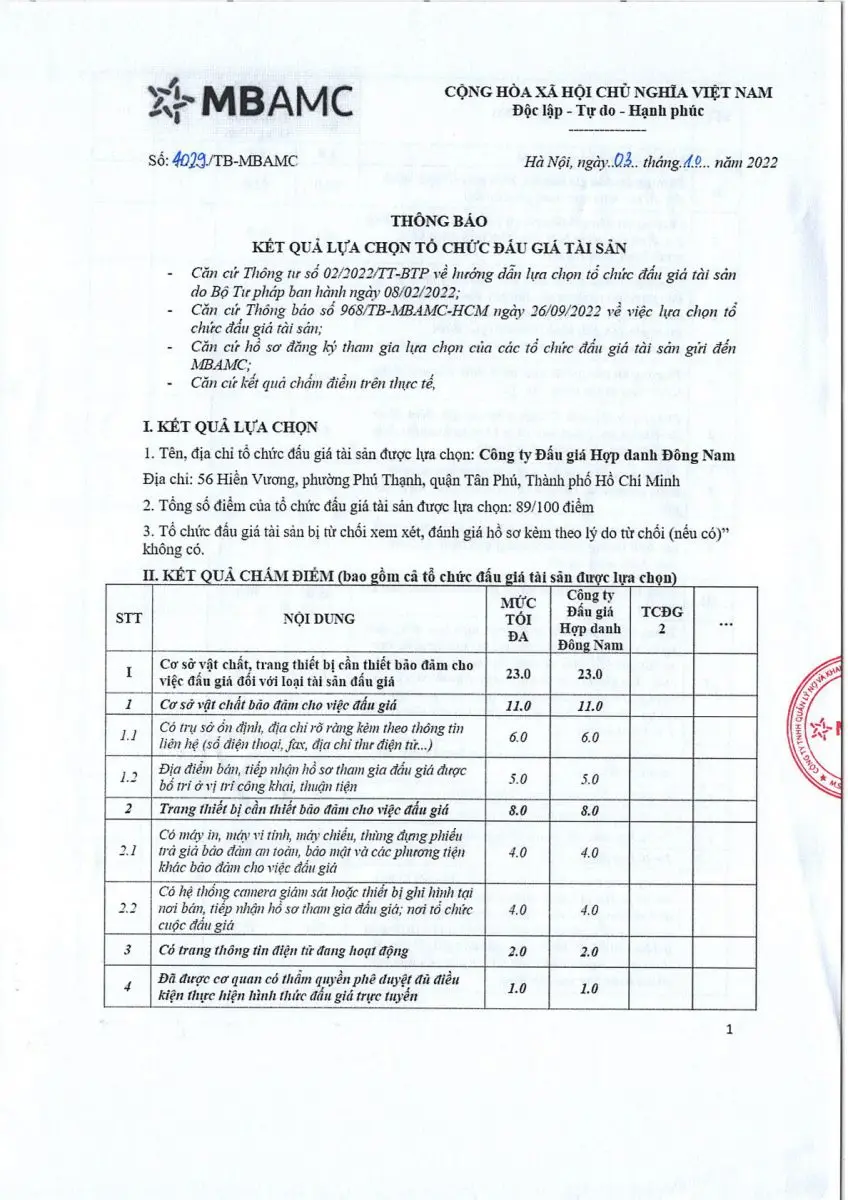 Ảnh chụp văn bản thông báo, trang 1