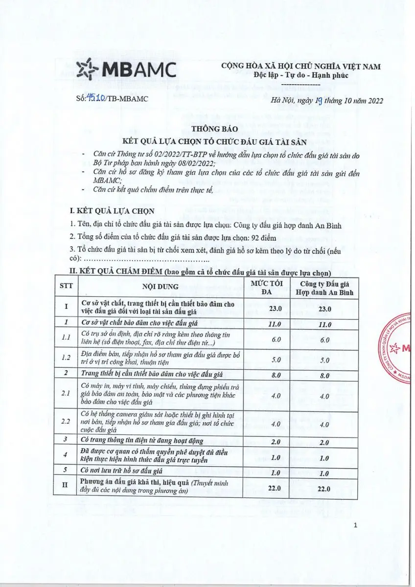 Ảnh chụp văn bản thông báo, trang 1