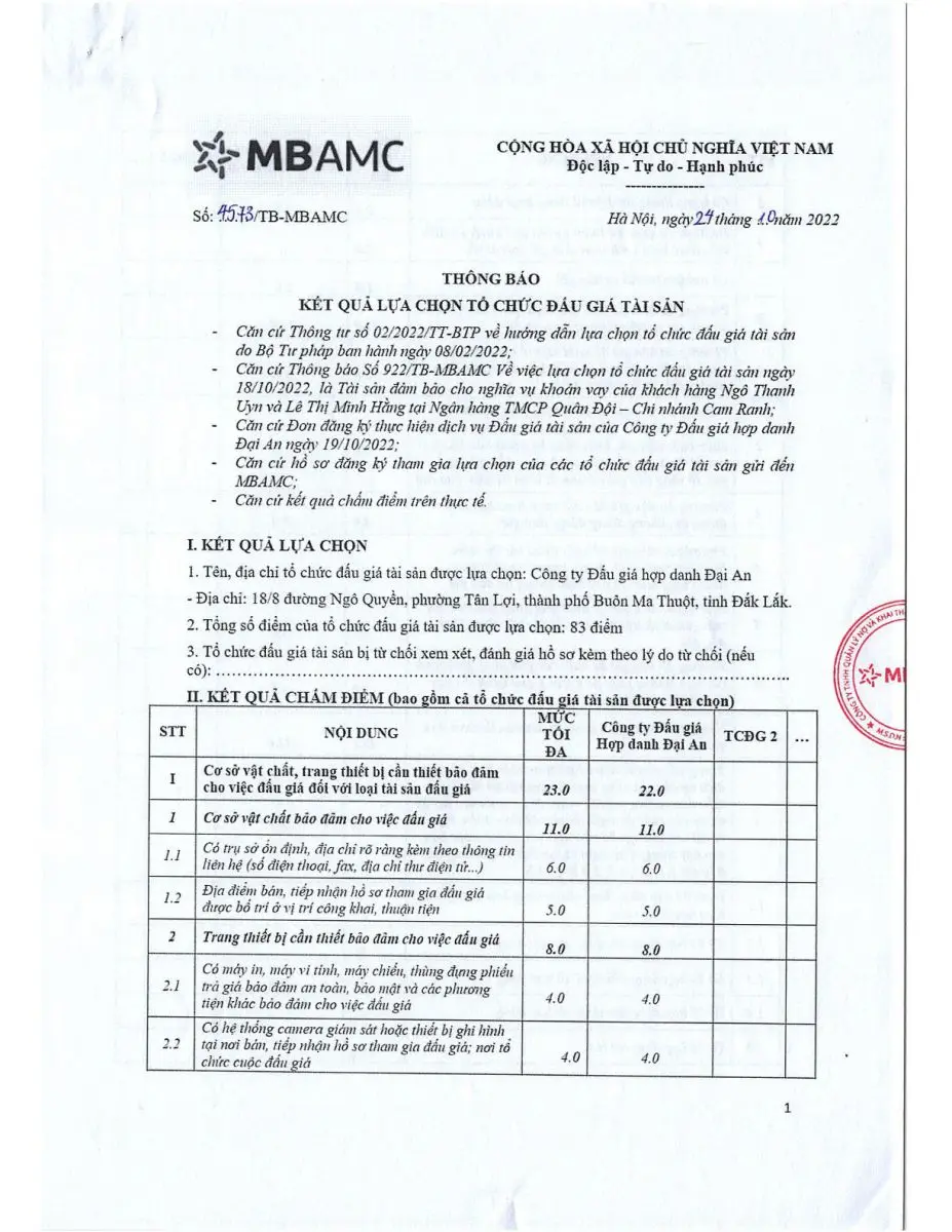 Ảnh chụp văn bản thông báo, trang 1