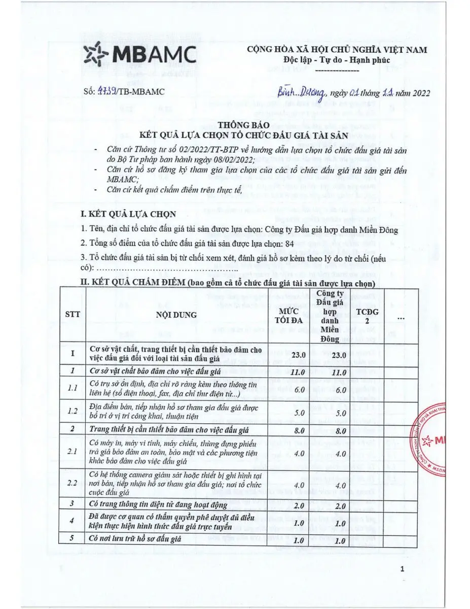 Ảnh chụp văn bản thông báo, trang 1