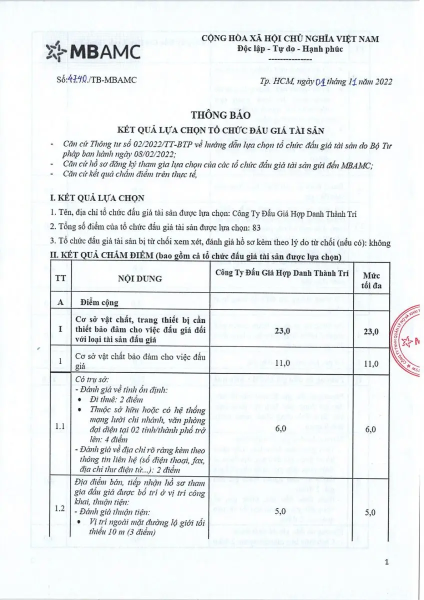 Ảnh chụp văn bản thông báo, trang 1