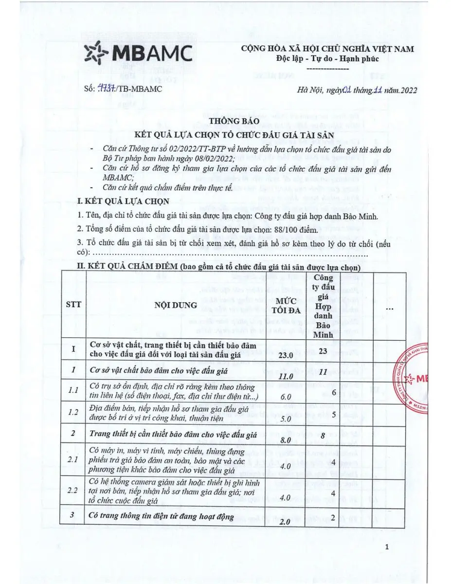 Ảnh chụp văn bản thông báo, trang 1