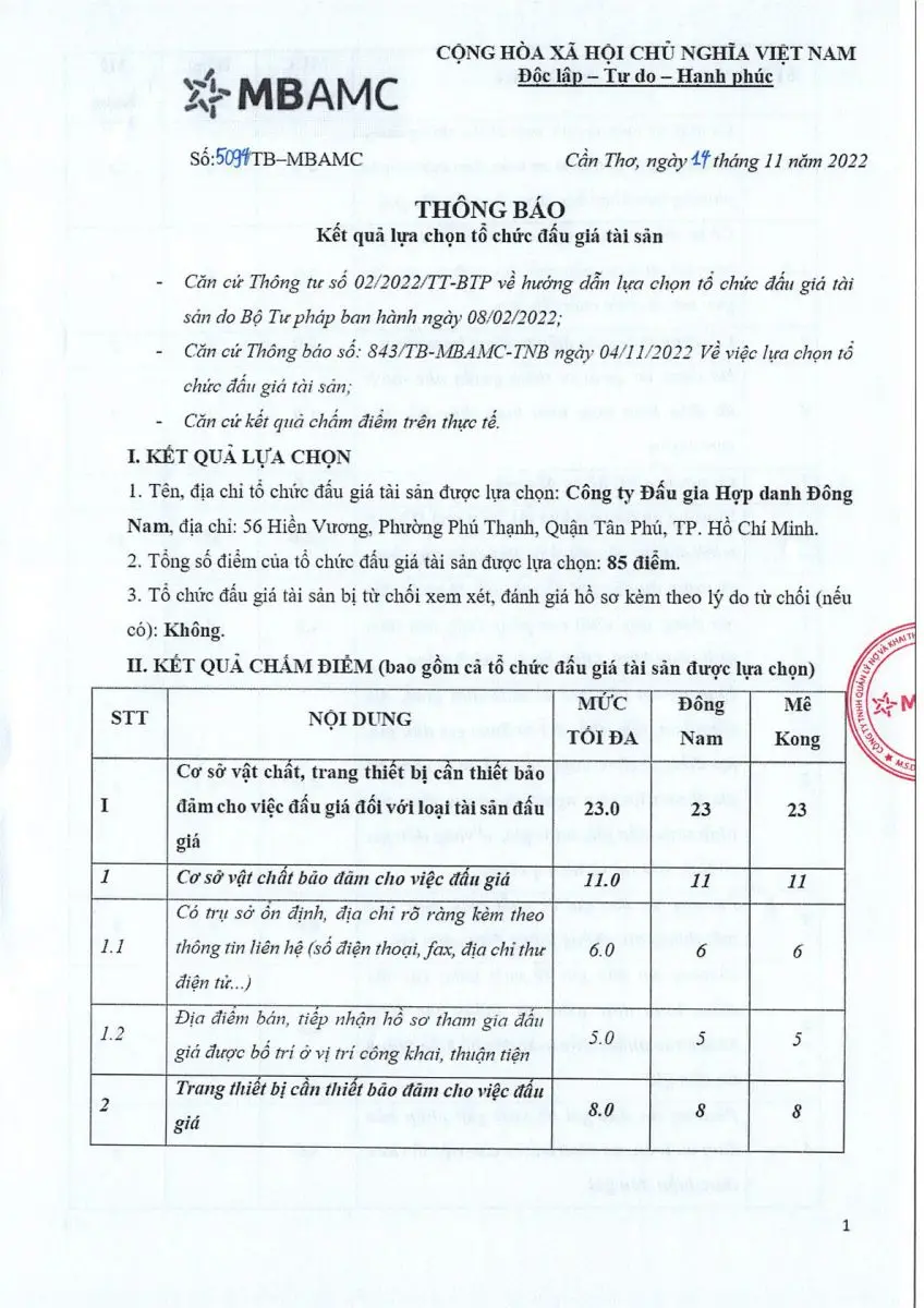 Ảnh chụp văn bản thông báo, trang 1