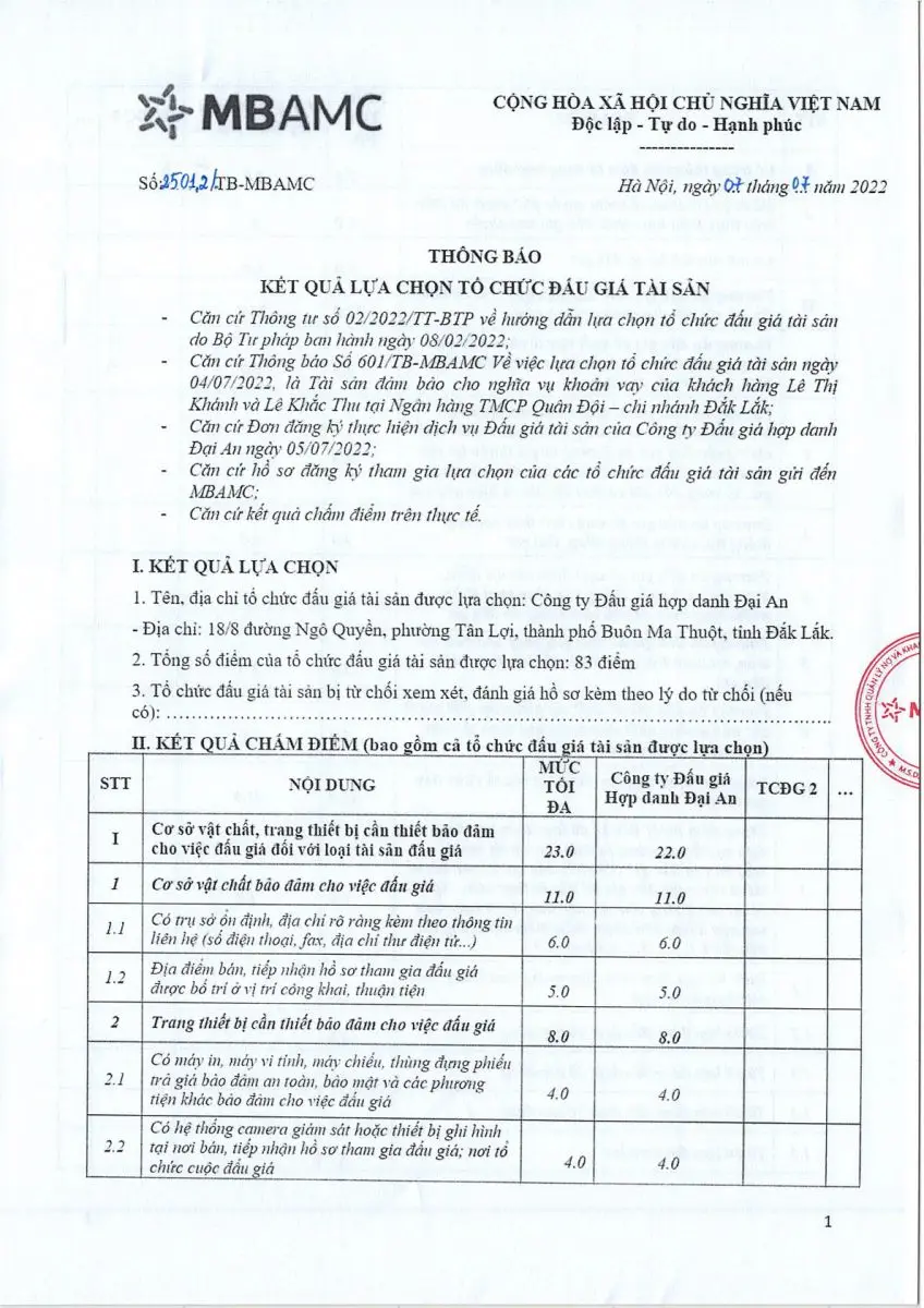 Ảnh chụp văn bản thông báo, trang 1