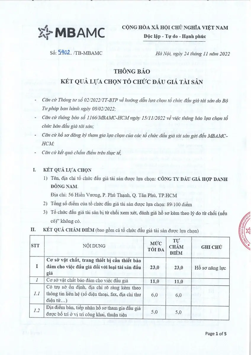 Ảnh chụp văn bản thông báo, trang 1