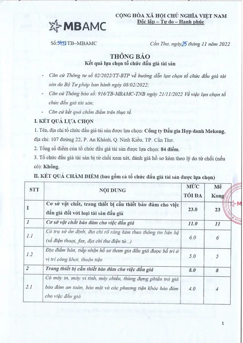 Ảnh chụp văn bản thông báo, trang 1