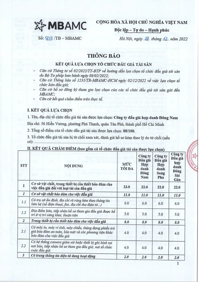 Ảnh chụp văn bản thông báo, trang 1