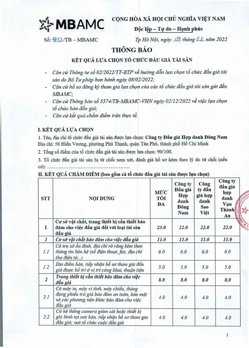Ảnh chụp văn bản thông báo, trang 1