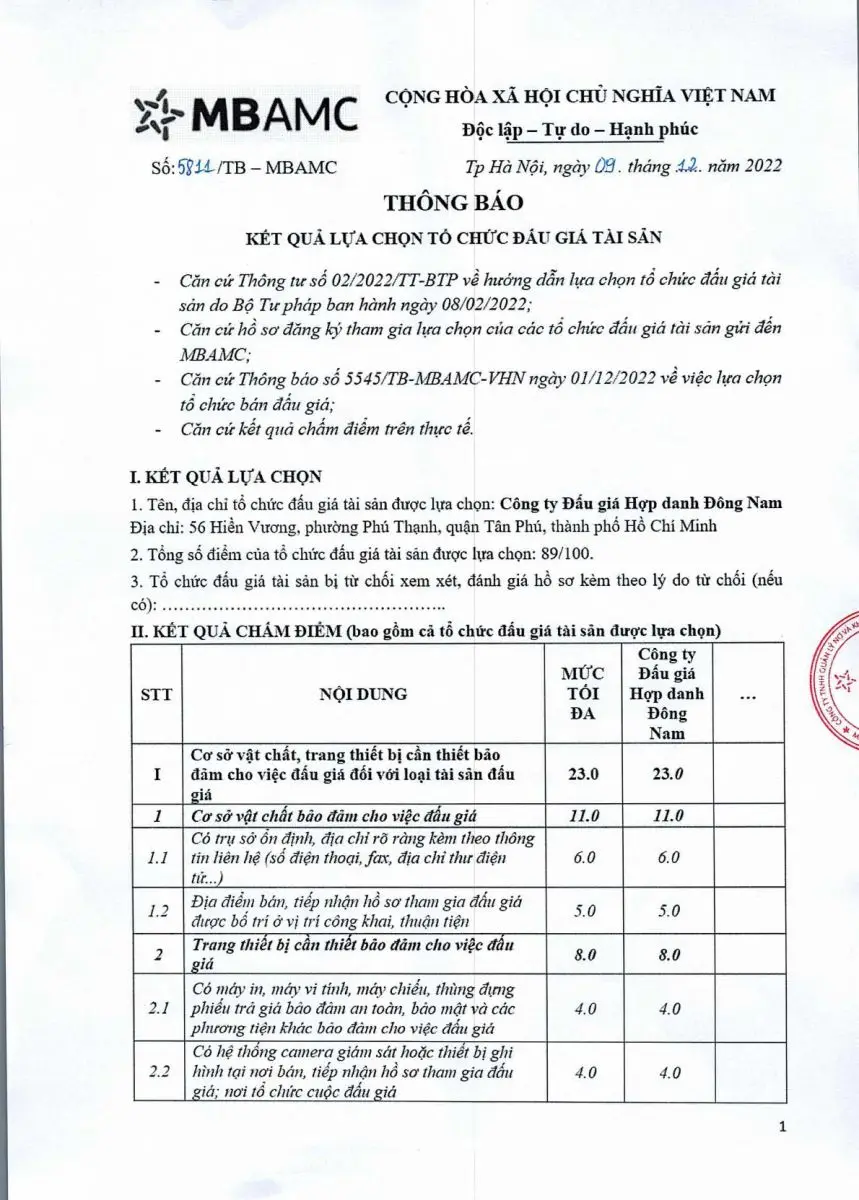 Ảnh chụp văn bản thông báo, trang 1