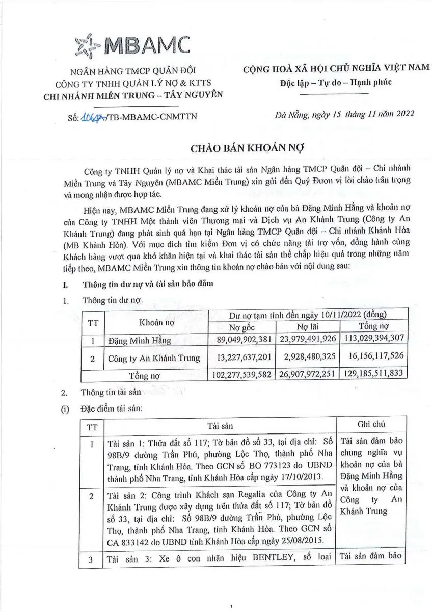 Ảnh chụp văn bản thông báo, trang 1