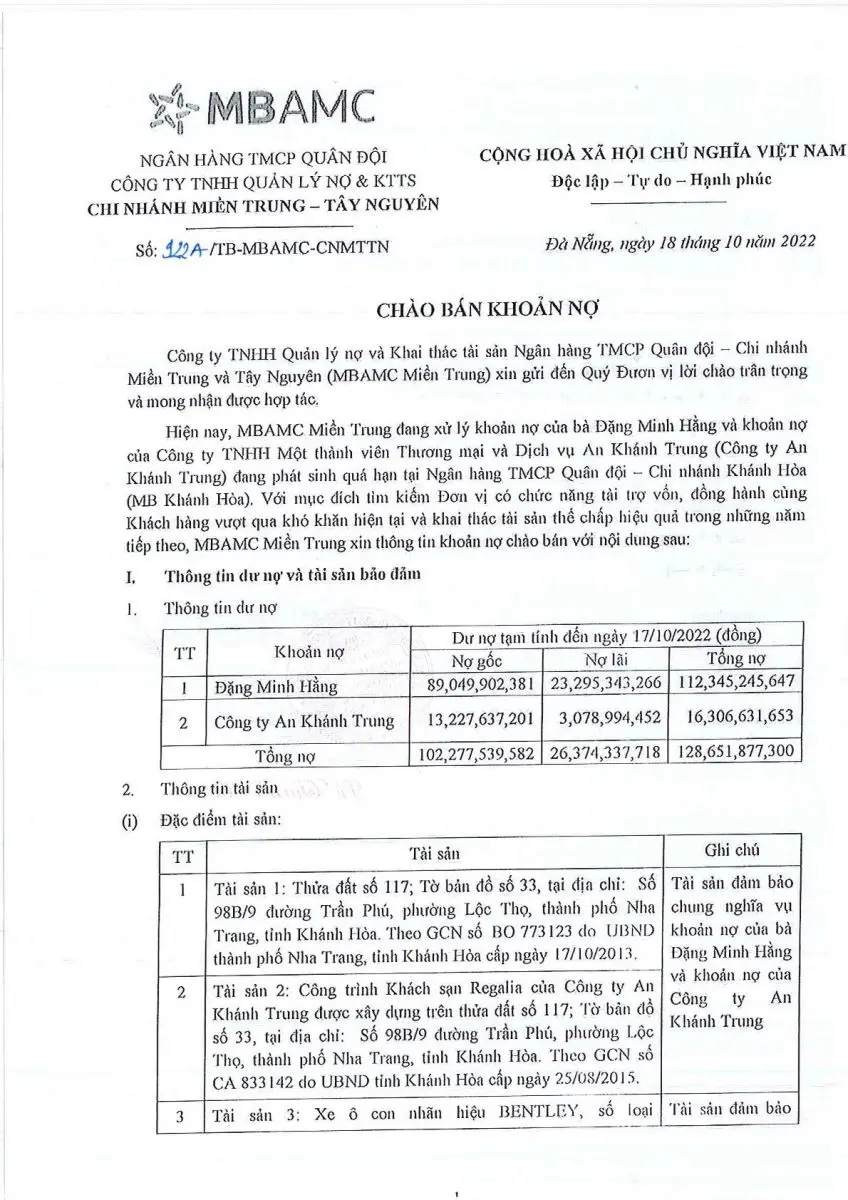 Ảnh chụp văn bản thông báo, trang 1