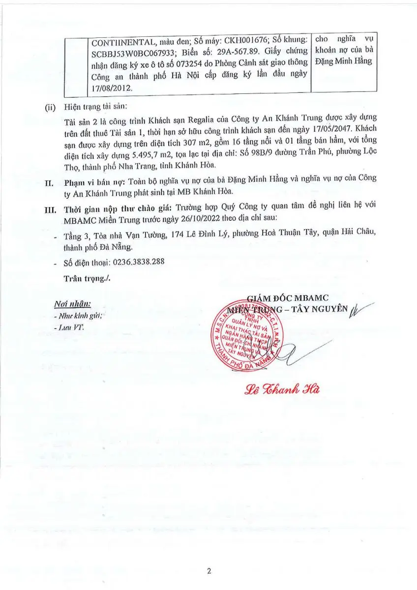 Ảnh chụp văn bản thông báo, trang 2