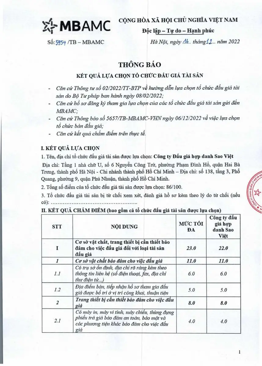 Ảnh chụp văn bản thông báo, trang 1