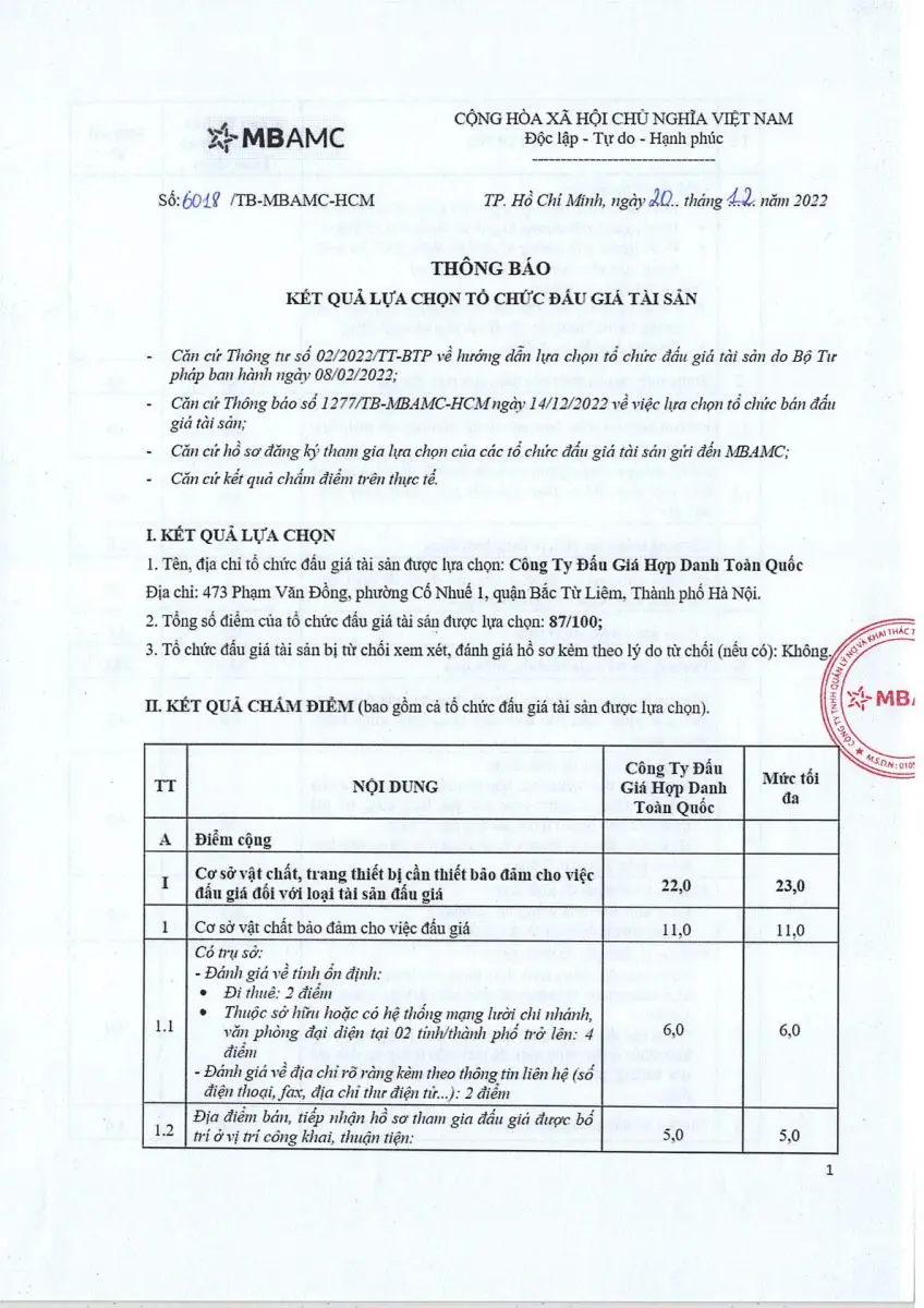 Ảnh chụp văn bản thông báo, trang 1