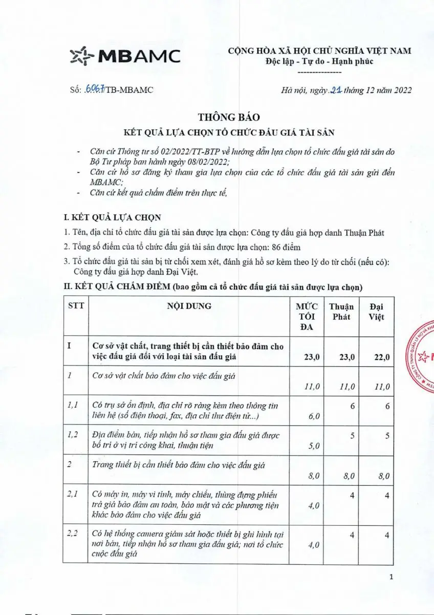 Ảnh chụp văn bản thông báo, trang 1