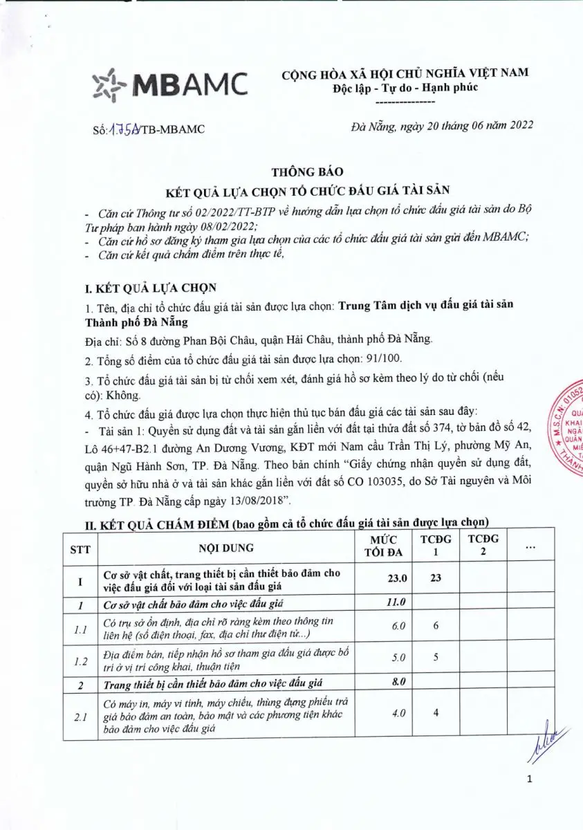 Ảnh chụp văn bản thông báo, trang 1