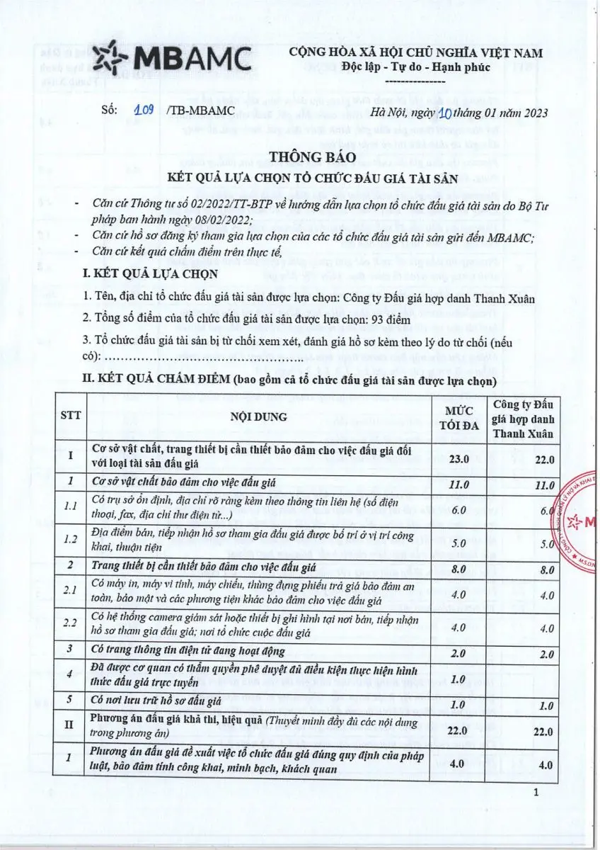 Ảnh chụp văn bản thông báo, trang 1