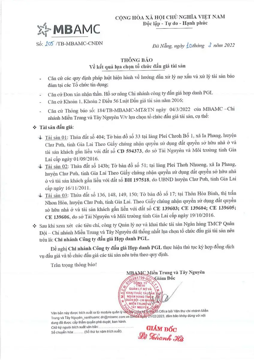 Ảnh chụp văn bản thông báo, trang 1