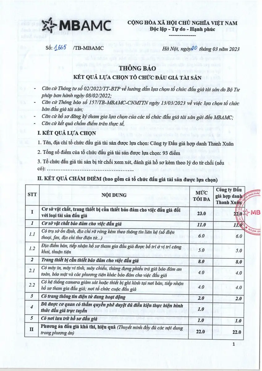 Ảnh chụp văn bản thông báo, trang 1