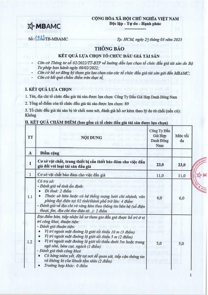 Ảnh chụp văn bản thông báo, trang 1