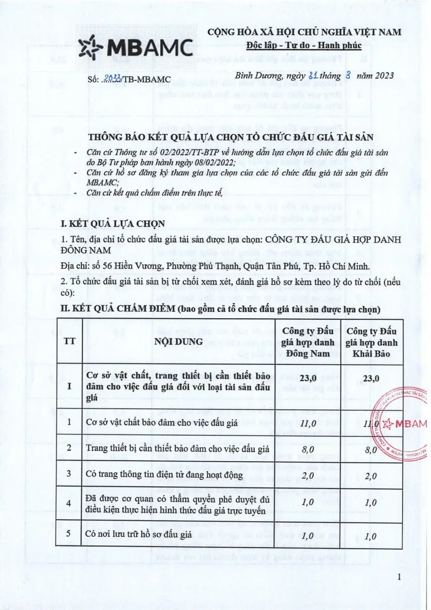 Ảnh chụp văn bản thông báo, trang 1