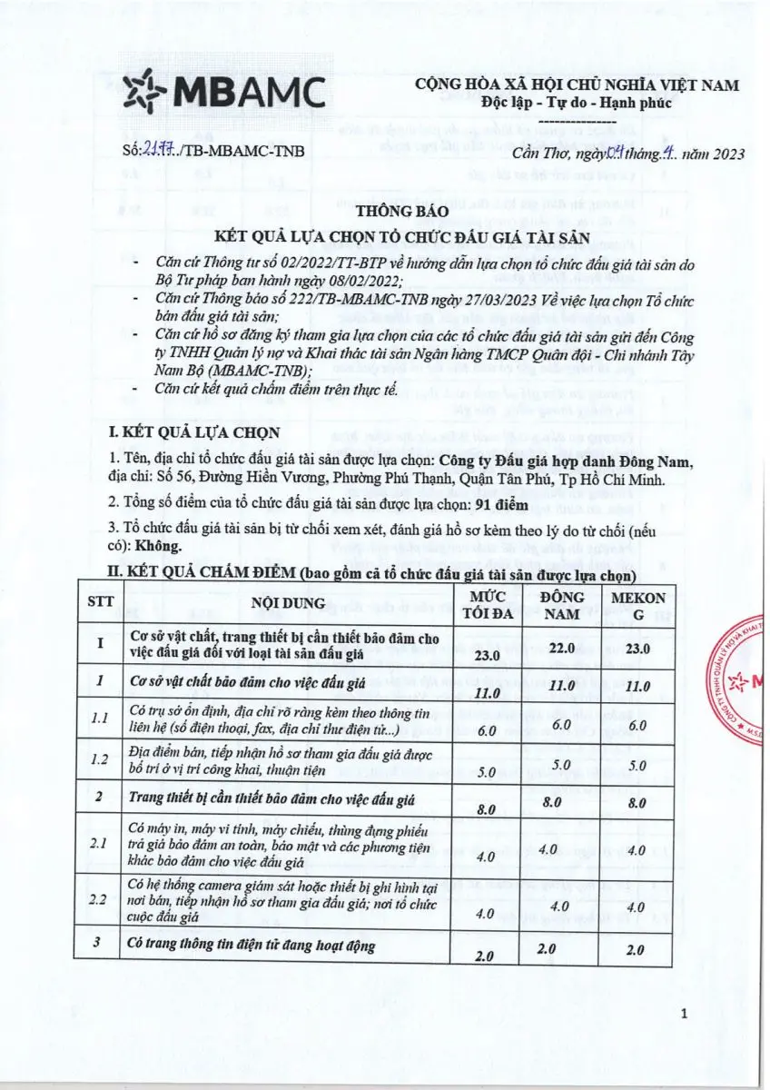 Ảnh chụp văn bản thông báo, trang 1