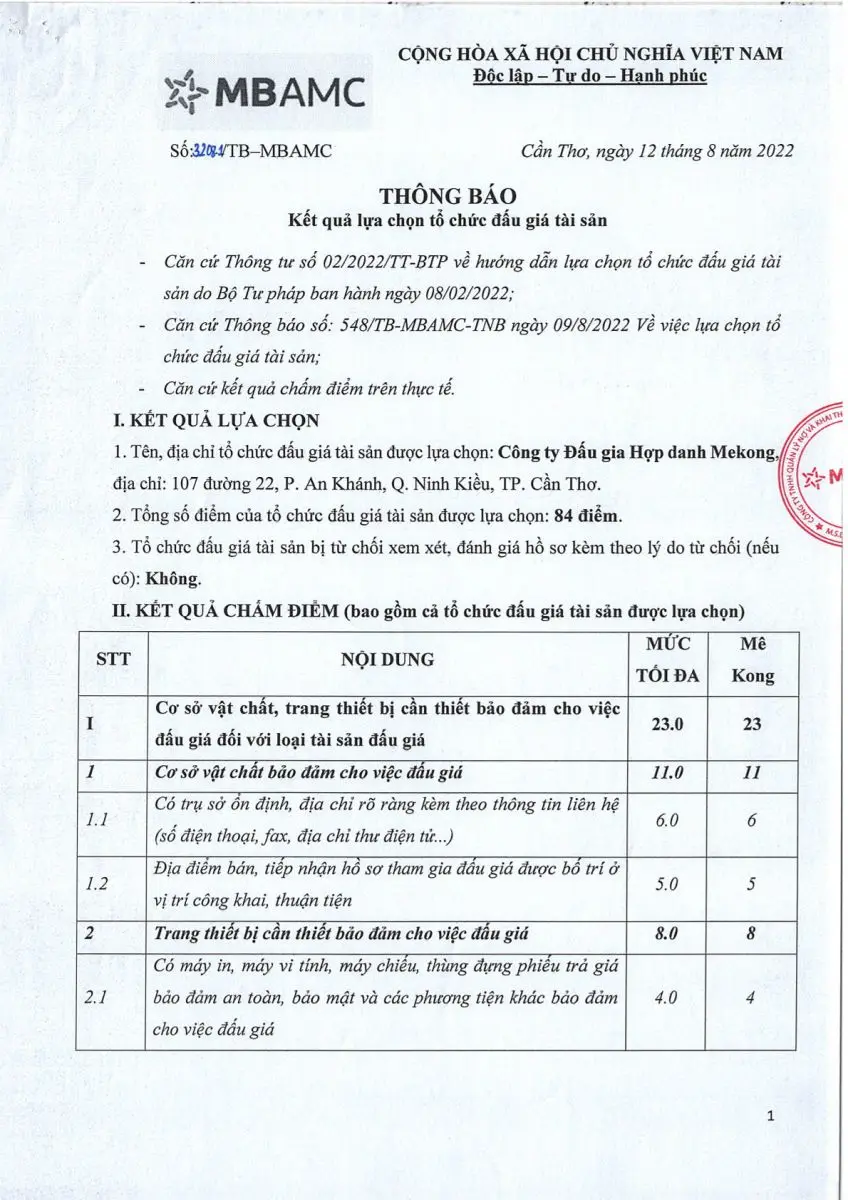 Ảnh chụp văn bản thông báo, trang 1