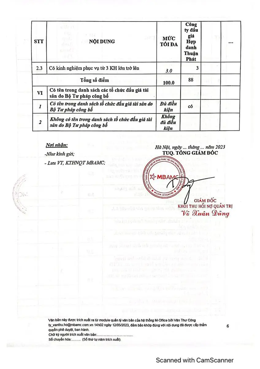 Ảnh chụp văn bản thông báo, trang 6