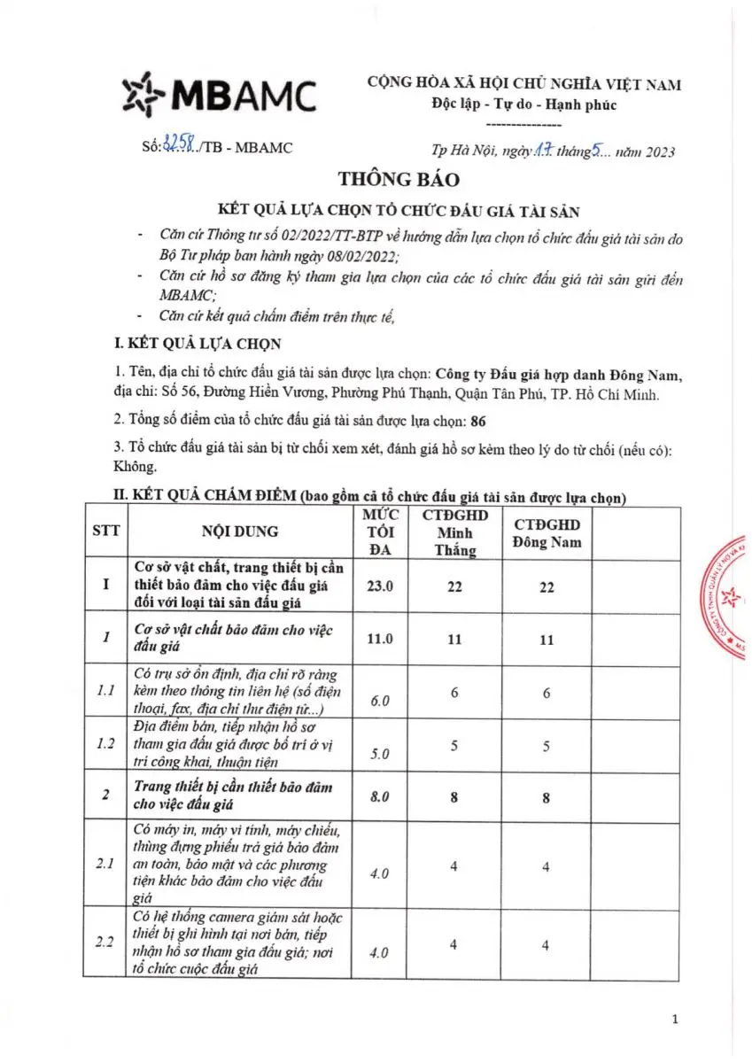 Ảnh chụp văn bản thông báo, trang 1