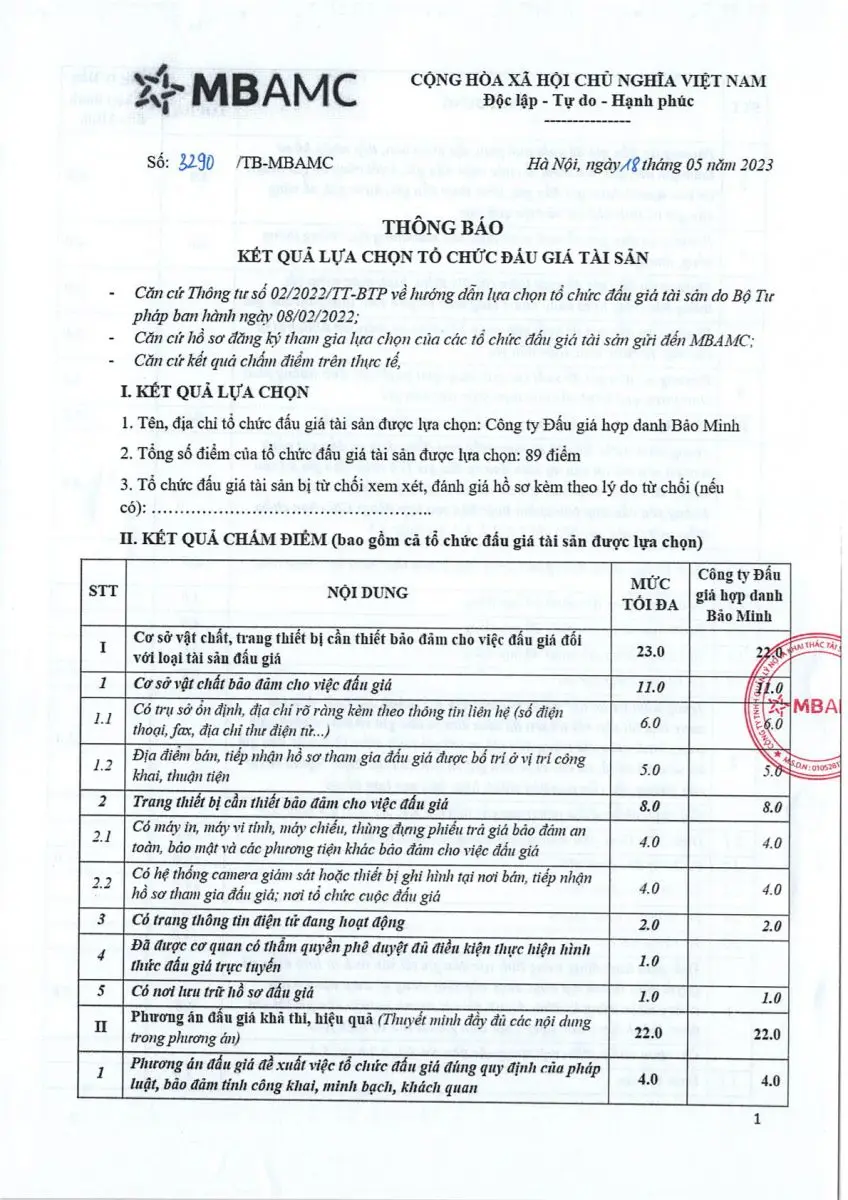 Ảnh chụp văn bản thông báo, trang 1