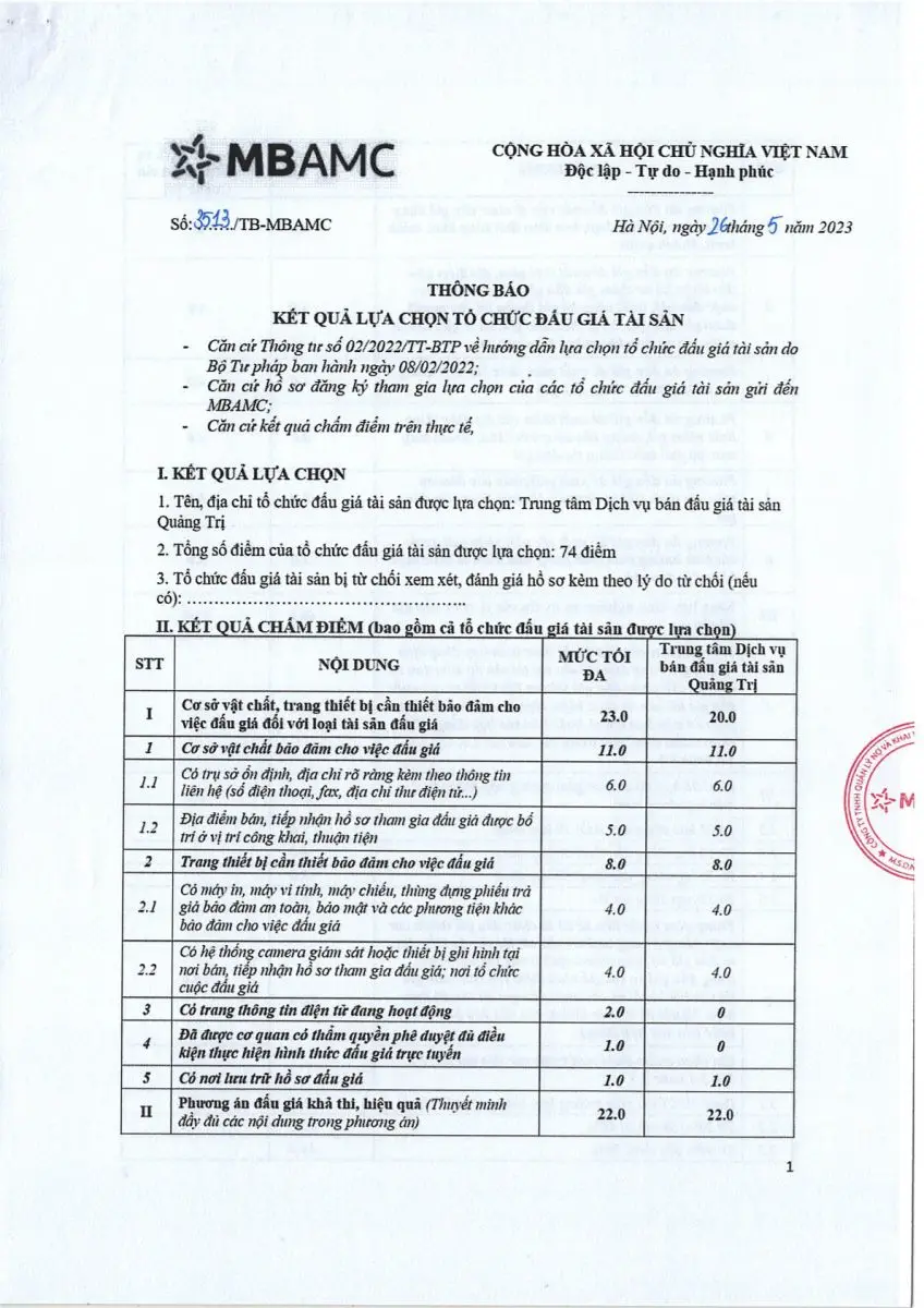 Ảnh chụp văn bản thông báo, trang 1