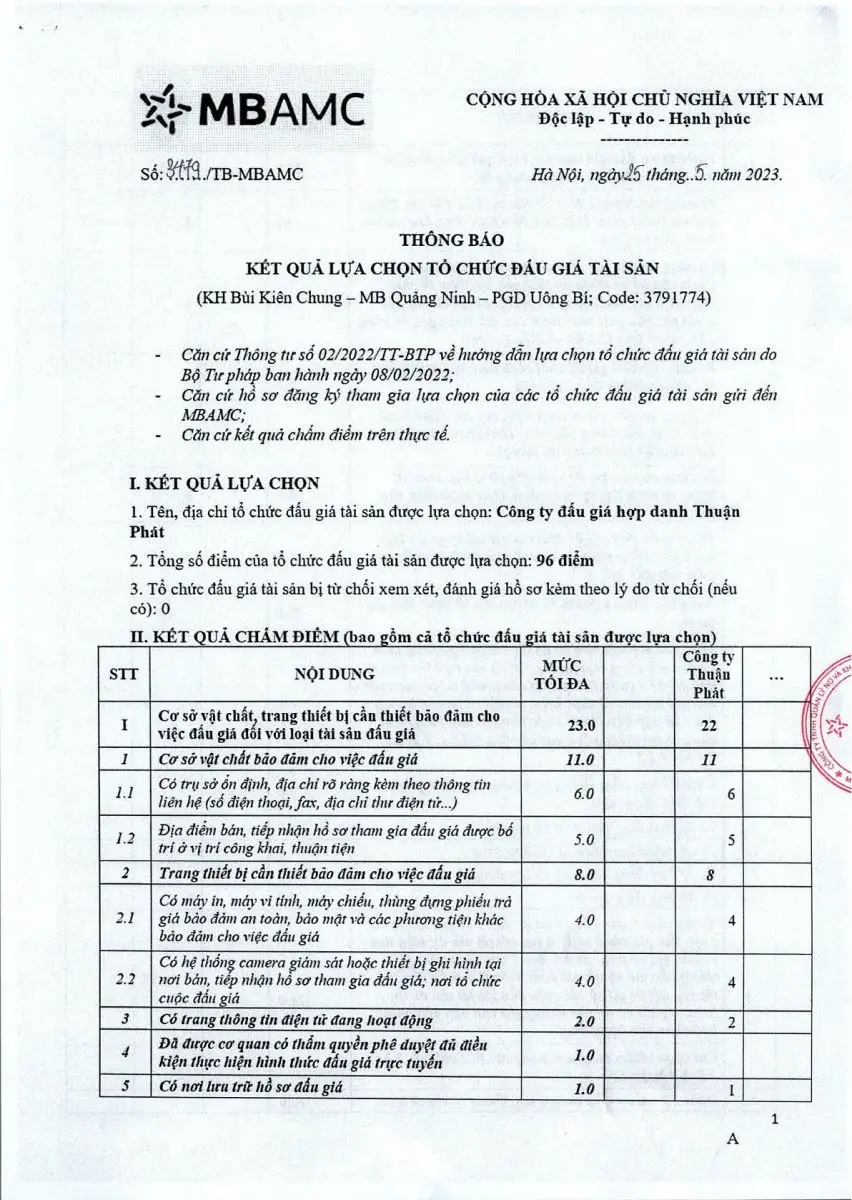 Ảnh chụp văn bản thông báo, trang 1