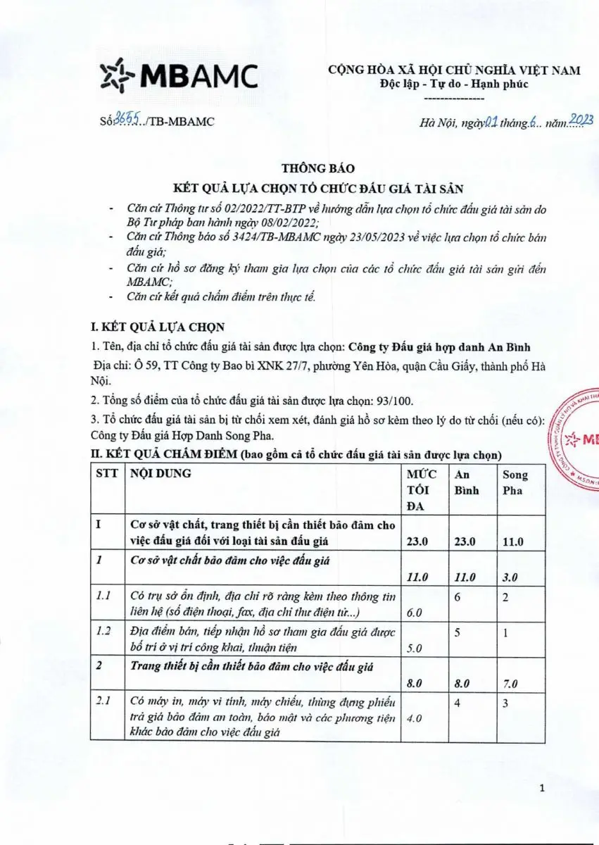 Ảnh chụp văn bản thông báo, trang 1