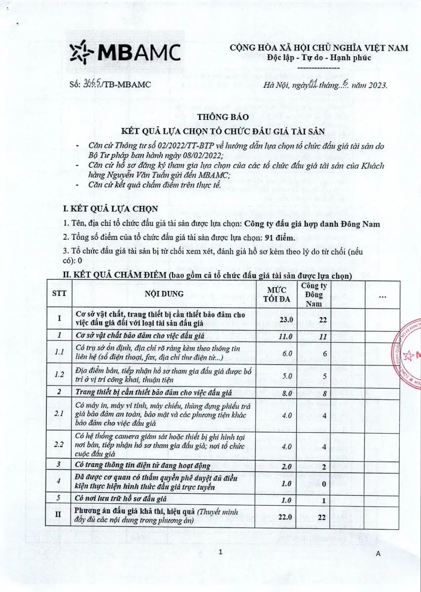 Ảnh chụp văn bản thông báo, trang 1