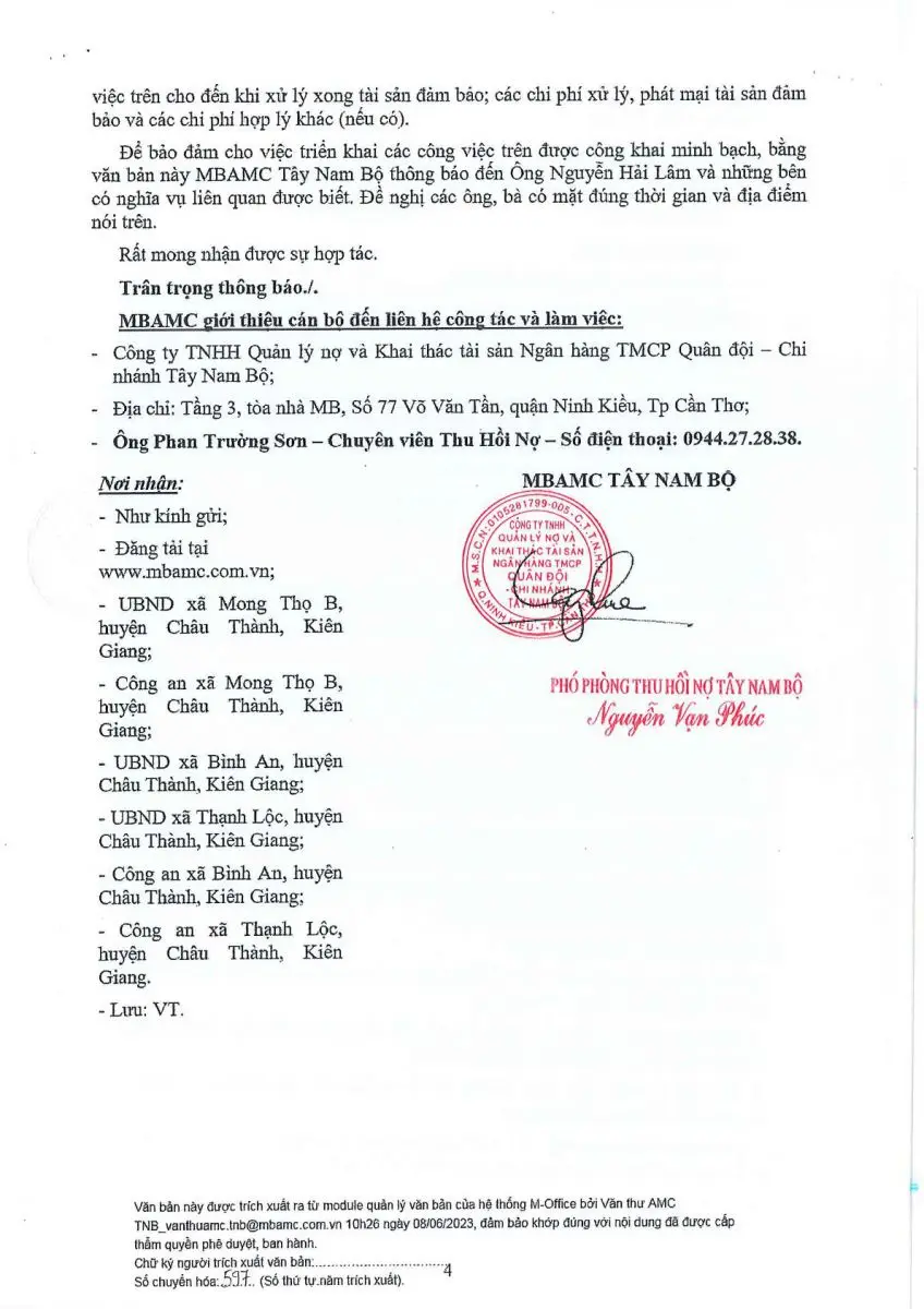 Ảnh chụp văn bản thông báo, trang 4