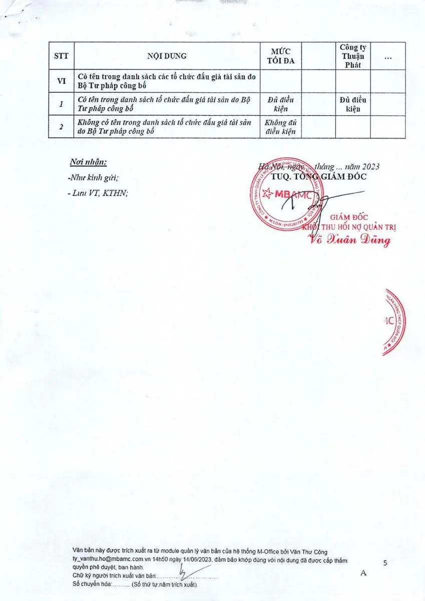 Ảnh chụp văn bản thông báo, trang 5