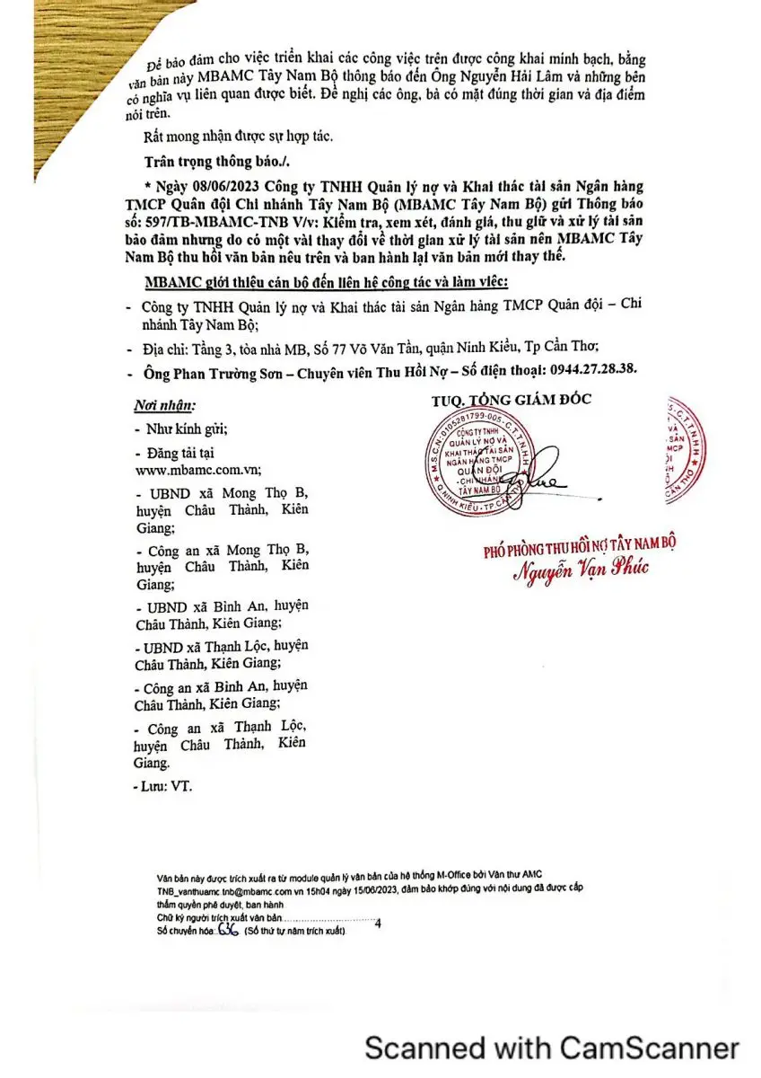 Ảnh chụp văn bản thông báo, trang 4