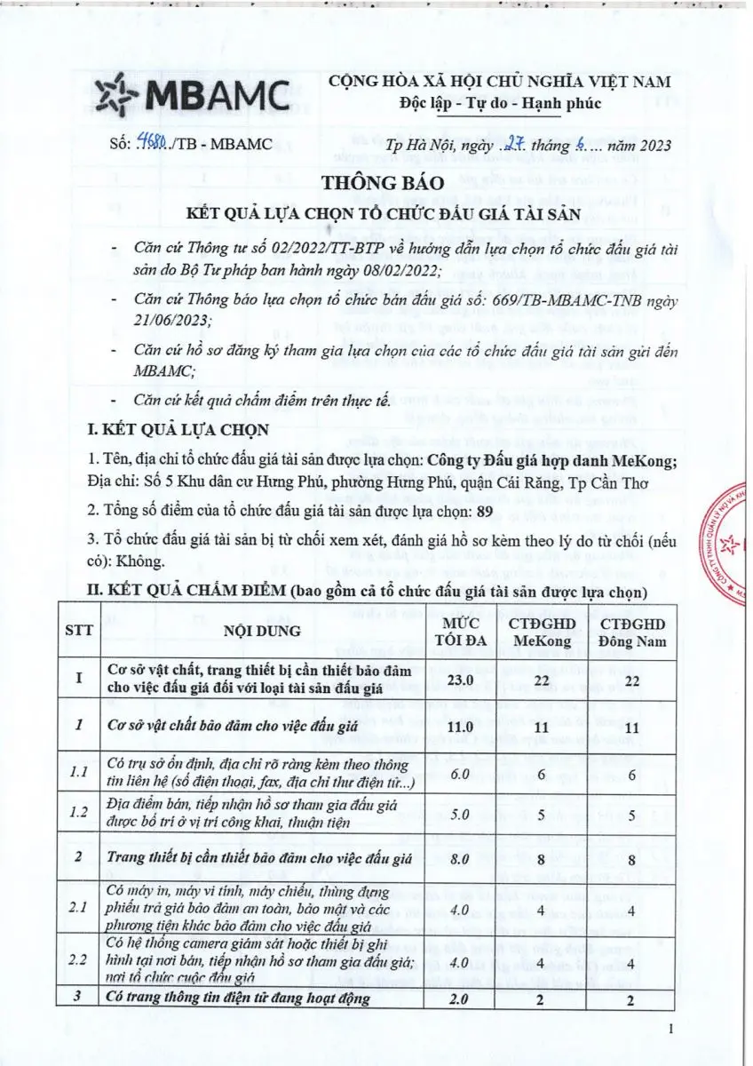 Ảnh chụp văn bản thông báo, trang 1