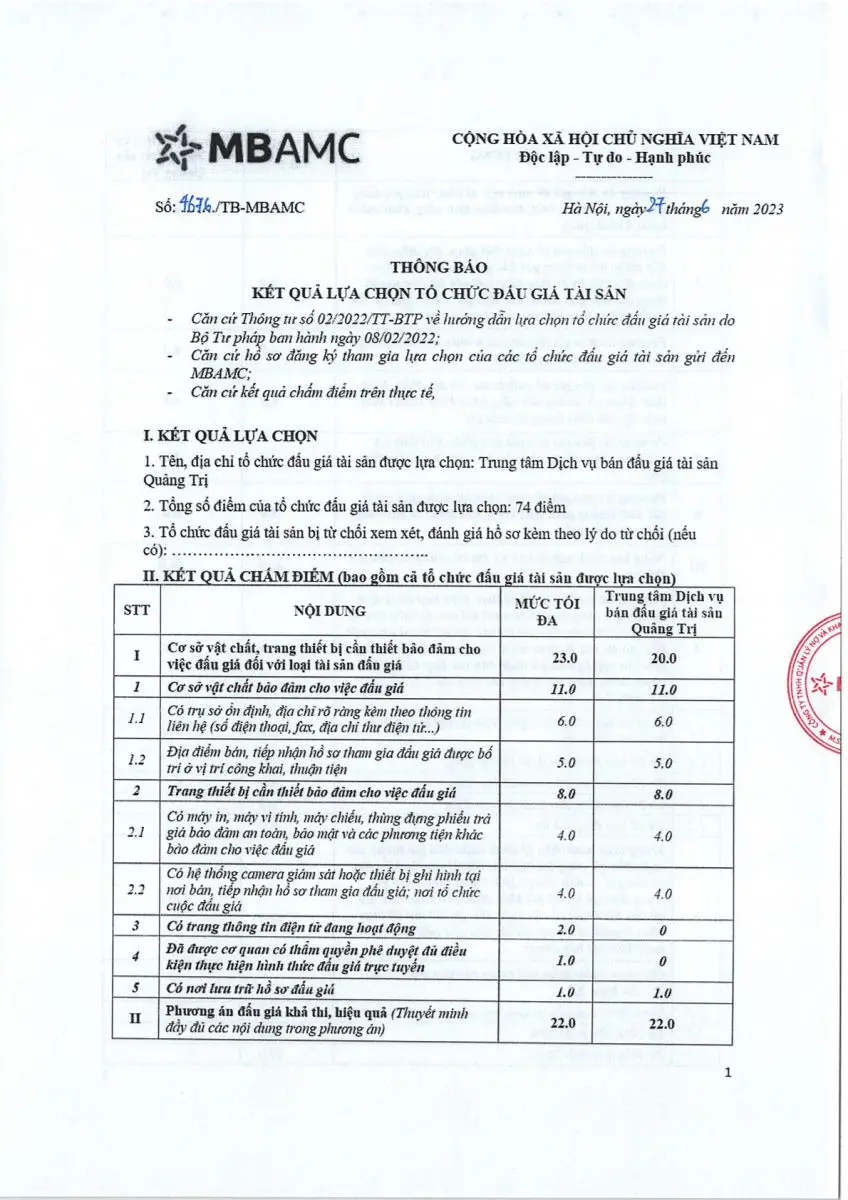 Ảnh chụp văn bản thông báo, trang 1