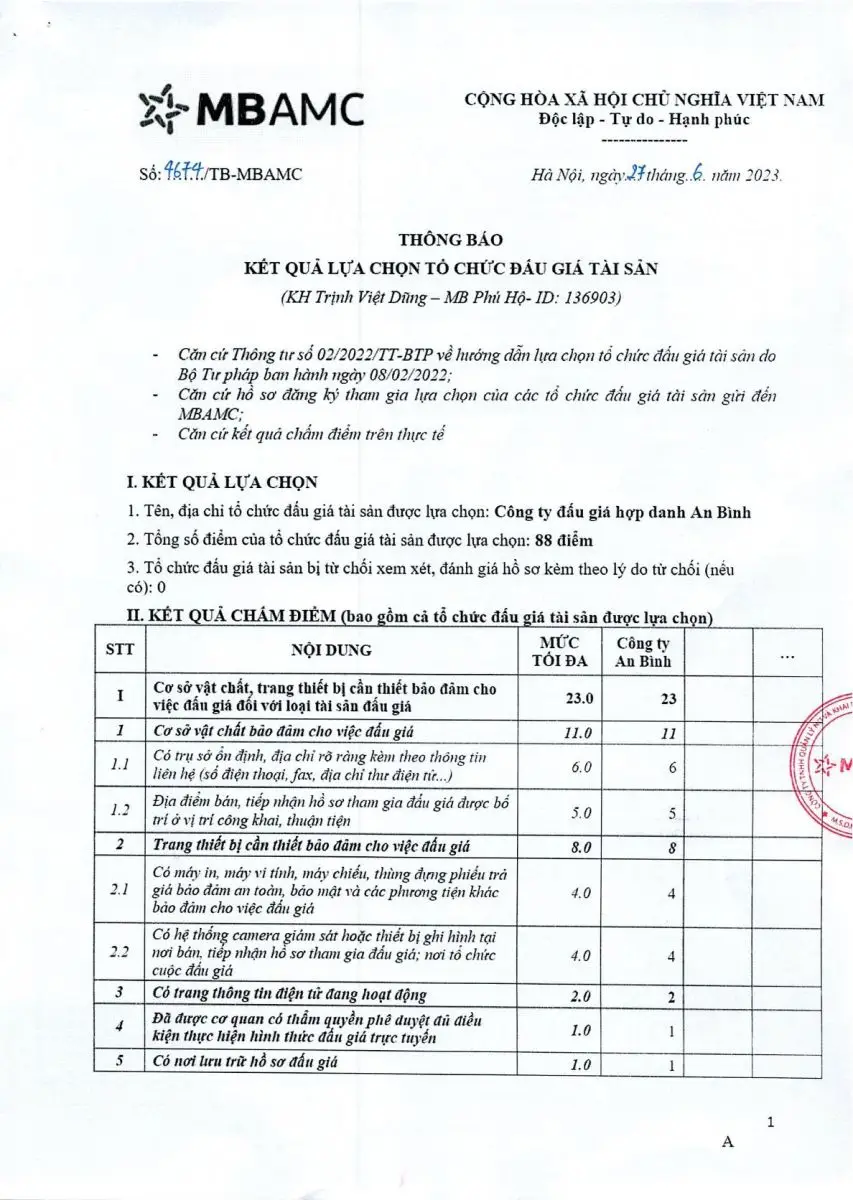Ảnh chụp văn bản thông báo, trang 1