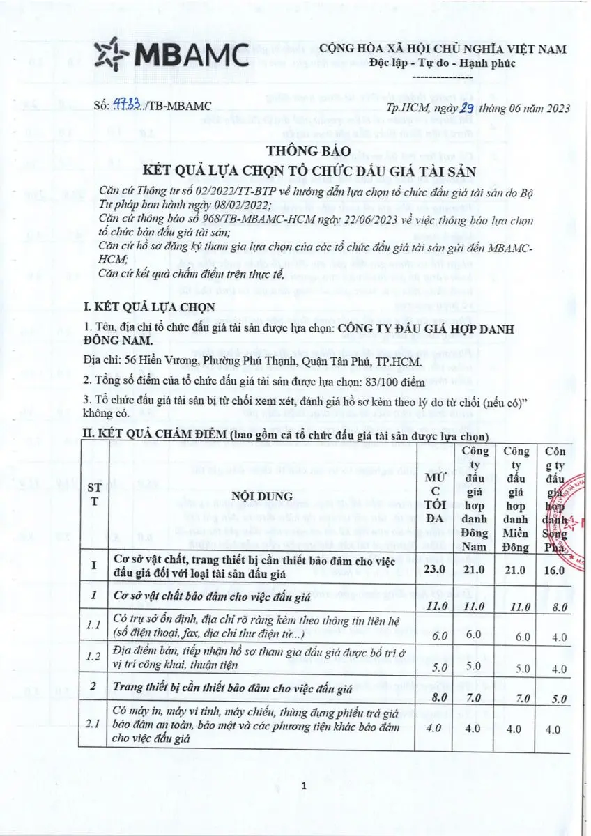 Ảnh chụp văn bản thông báo, trang 1