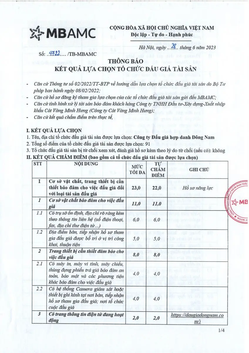 Ảnh chụp văn bản thông báo, trang 1
