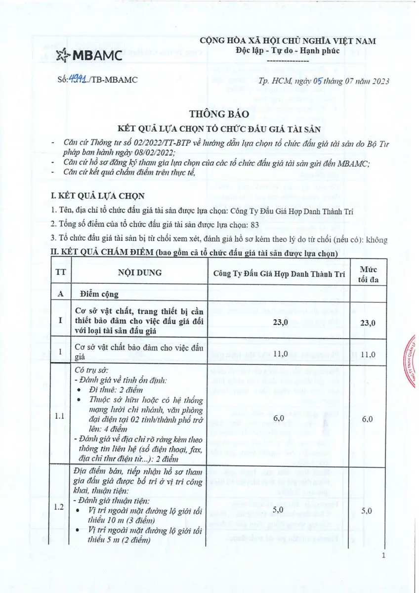 Ảnh chụp văn bản thông báo, trang 1