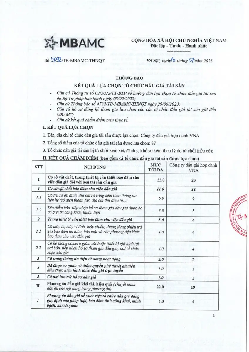 Ảnh chụp văn bản thông báo, trang 1