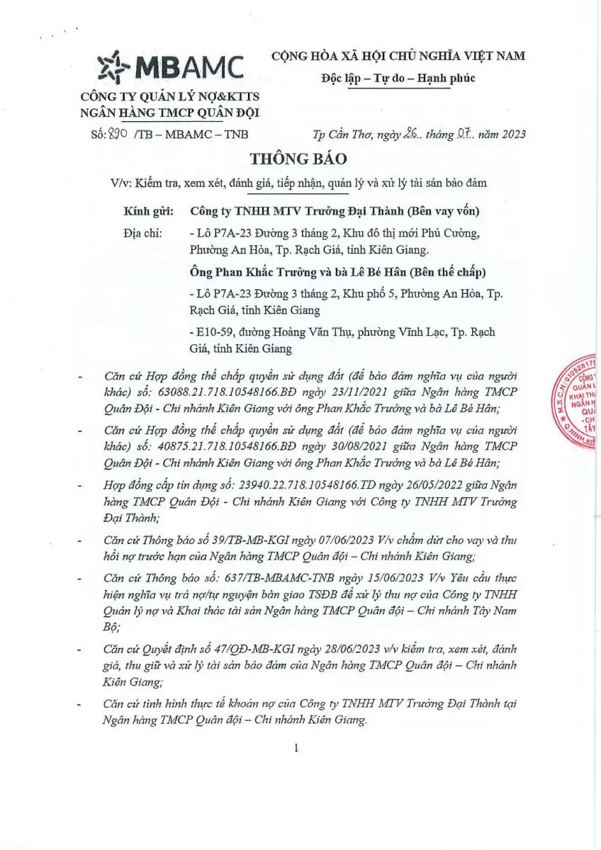 Ảnh chụp văn bản thông báo, trang 1